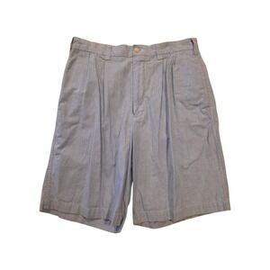 Daniel Cremeux Monaco Shorts Mens 32 Blue Stripe Flat Front Cotton 9 Inseam